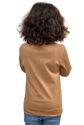 Camel Brown Inspiring Graphic Girls’ Full Sleeves T-Shirt